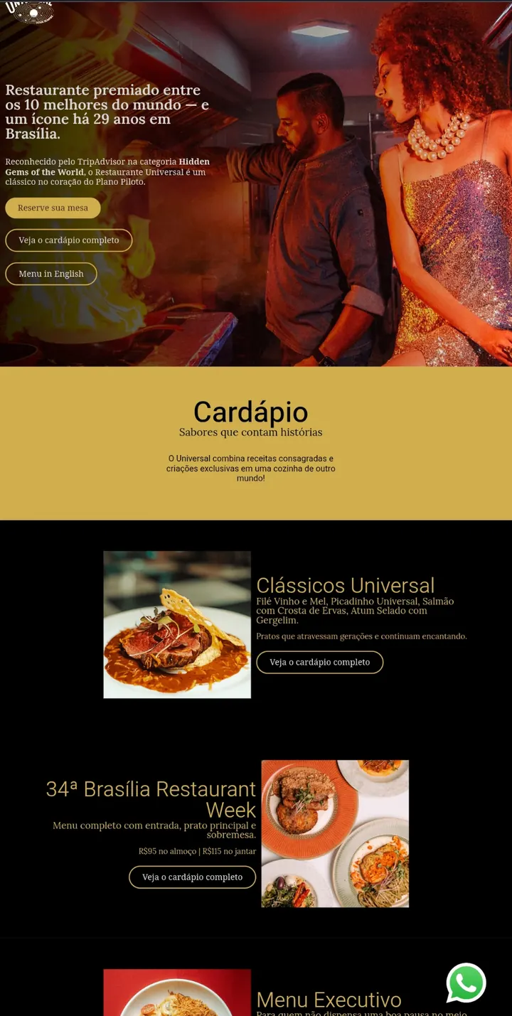 Site de restaurante com cardápio