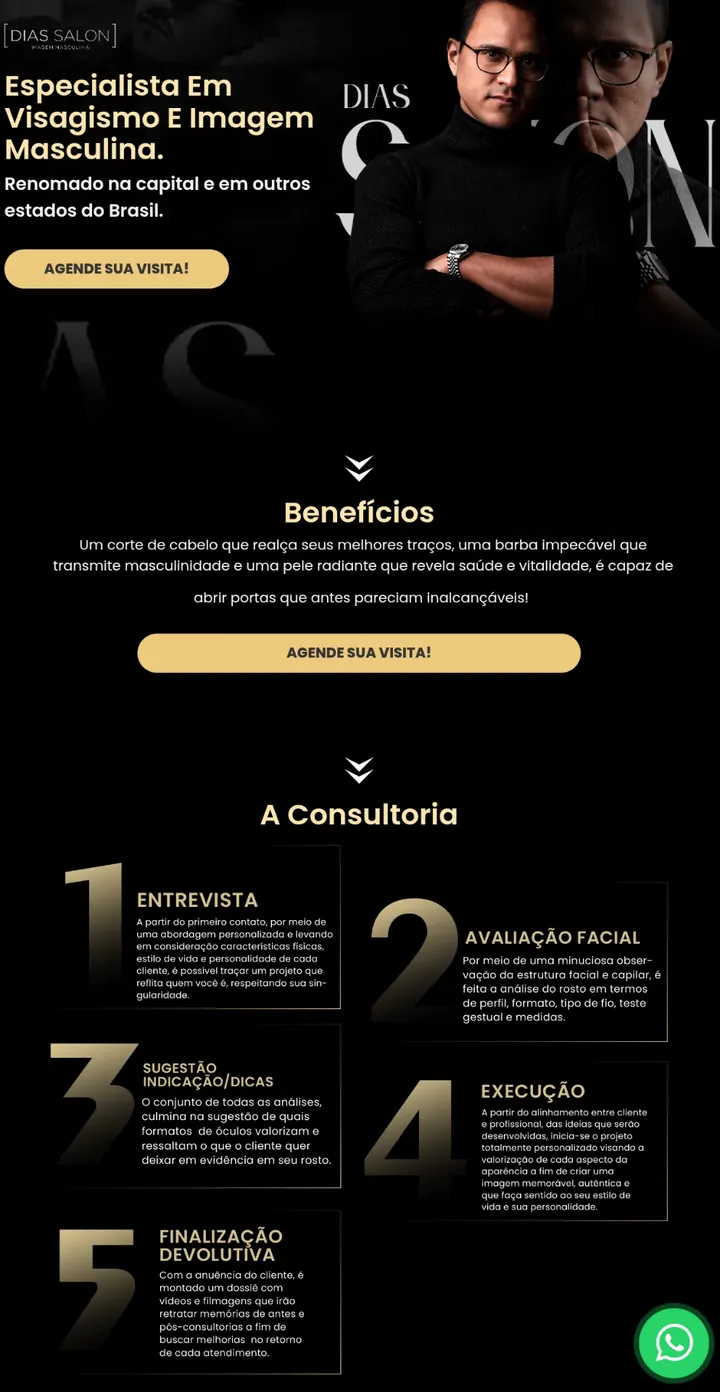 Site de salão e visagismo masculino