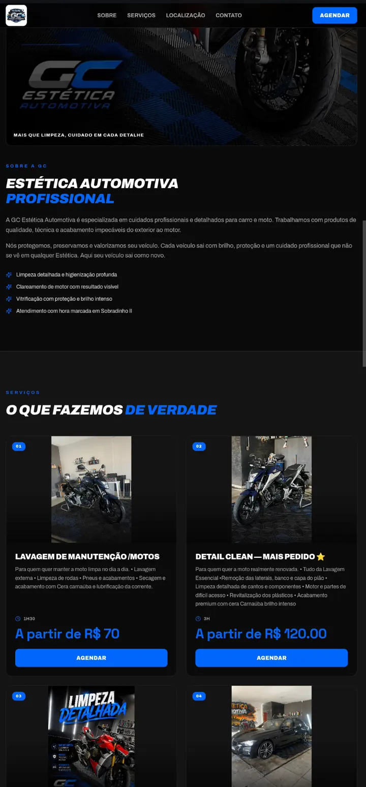 Site de estética automotiva