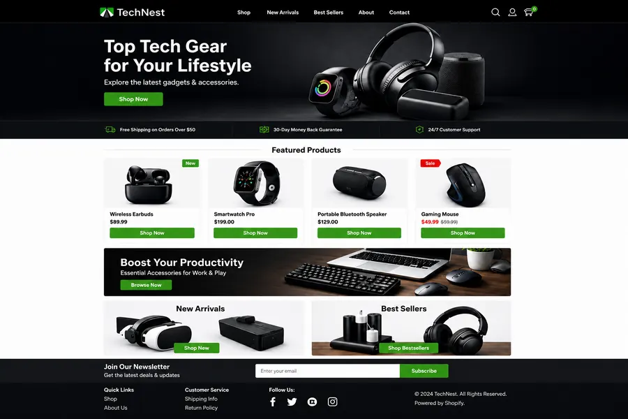 Exemplo de layout: Loja e e-commerce